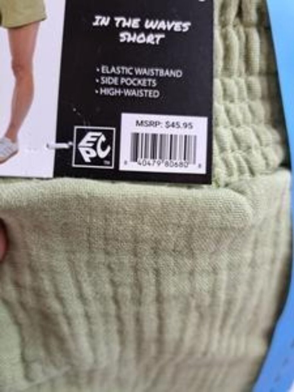 In The Waves Womens High-Waisted Shorts Elastic Waistband Pockets Olive Size L
